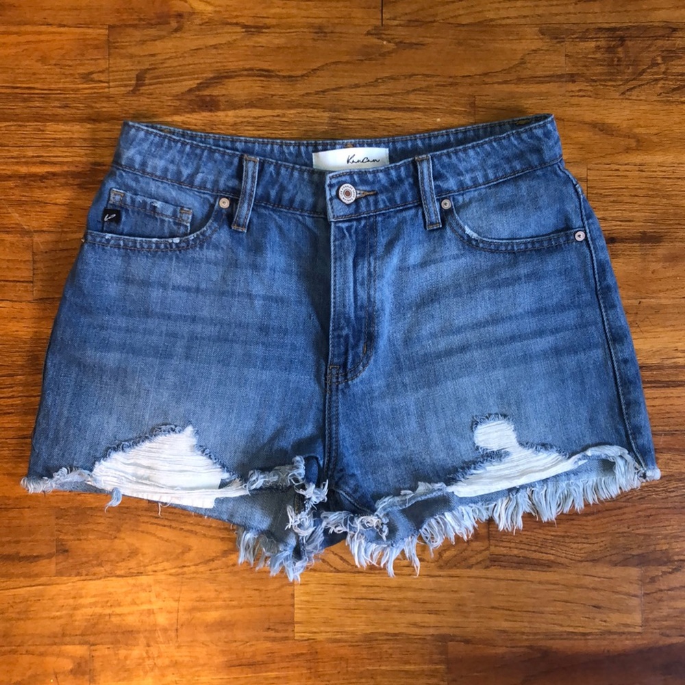 KanCan Distressed High Rise Jean Shorts Denim 5/26